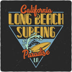 Long Beach Surfing Printed Men's Bamboo Viscose/Organic Cotton Short Sleeve Graphic T-Shirt