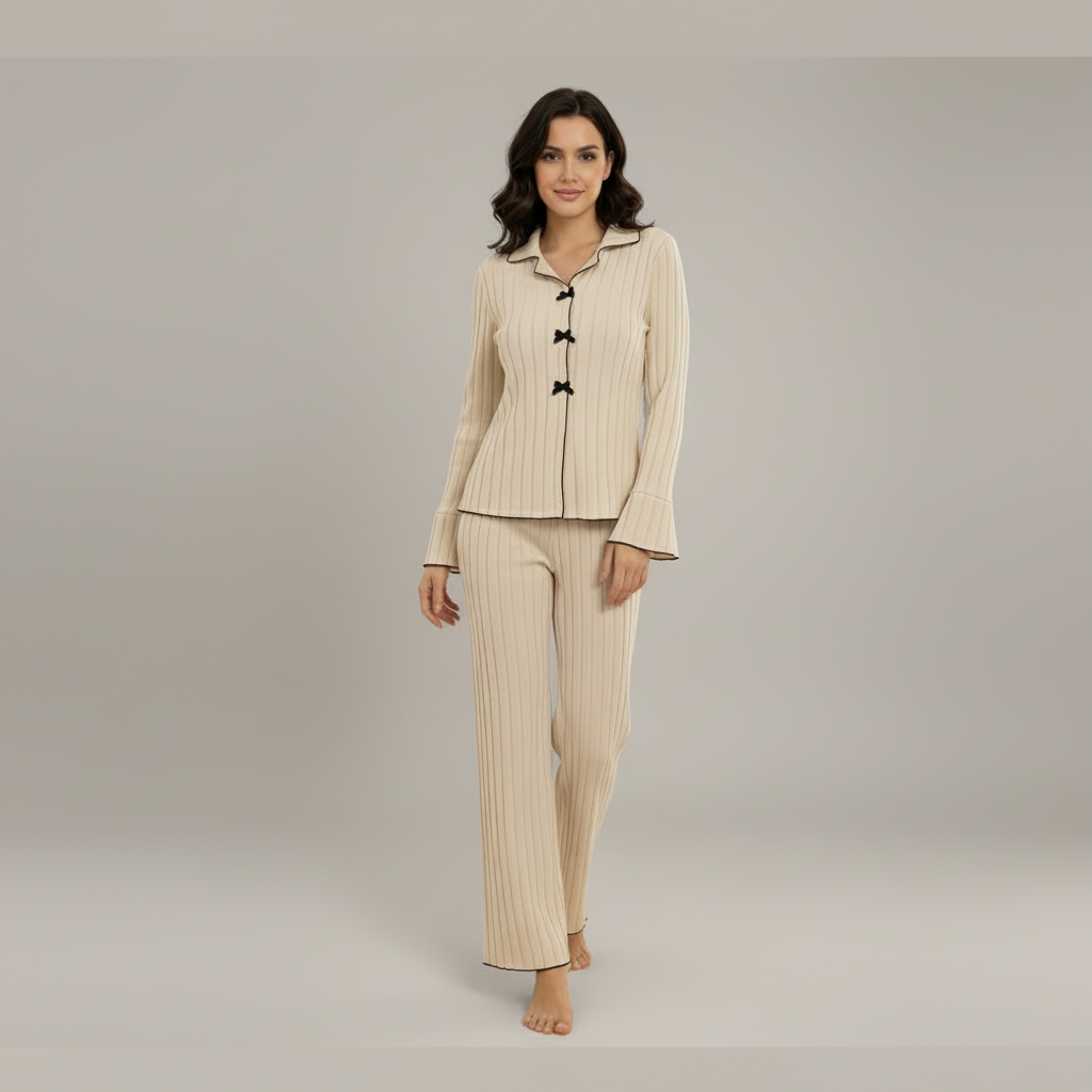 Ribbed Knit Pajama Set