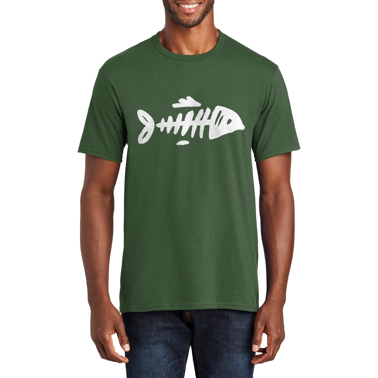 Bare Bone Fish Graphic Men's Premium Crew Neck Tee Shirt