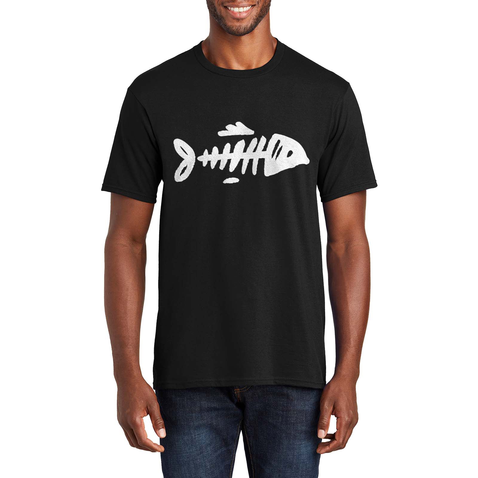 Bare Bone Fish Graphic Men's Premium Crew Neck Tee Shirt