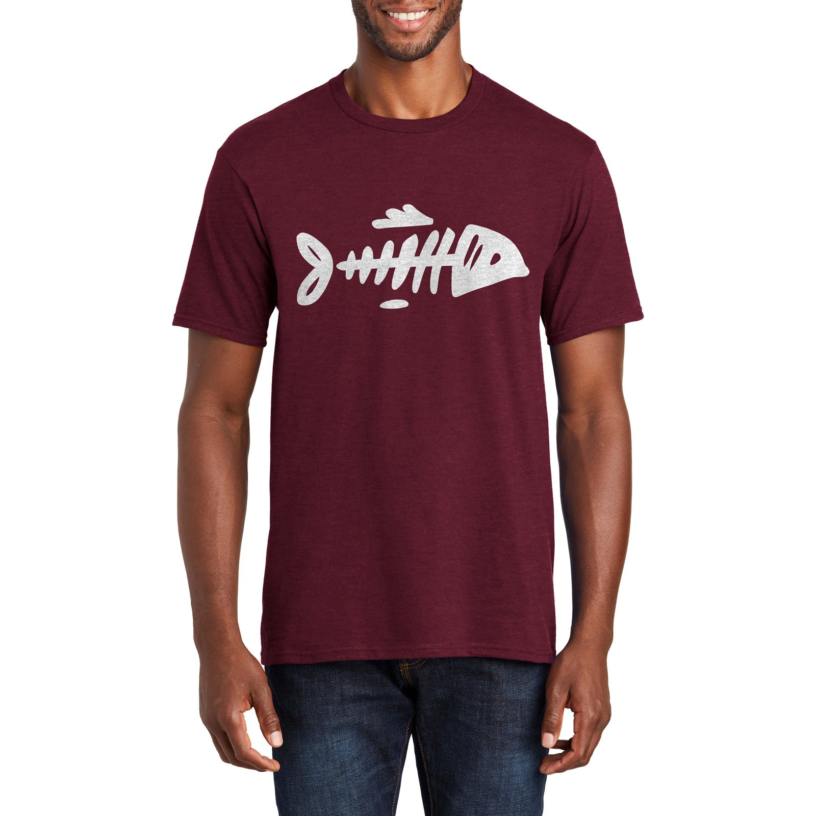 Bare Bone Fish Graphic Men's Premium Crew Neck Tee Shirt