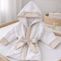 LUCAS | Boys White & Beige Gingham Personalised Bathrobe