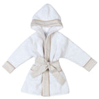 LUCAS | Boys White & Beige Gingham Personalised Bathrobe