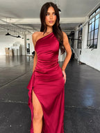 Manny One Shoulder Satin Maxi Dress