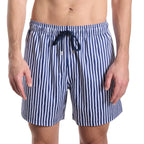 Men’s Premium Compression-Lined Hybrid Shorts – Marina Pinstripe-Indigo and Surf
