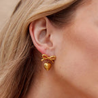Mary Bow Heart Drop Earrings..