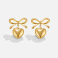 Mary Bow Heart Drop Earrings..