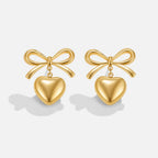 Mary Bow Heart Drop Earrings..