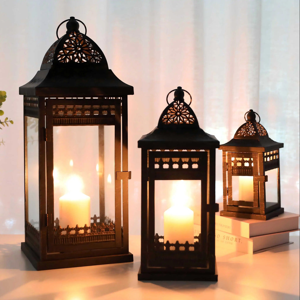 9.5"&14.5"&20" High Decorative Candle Lanterns ( Set of 3）