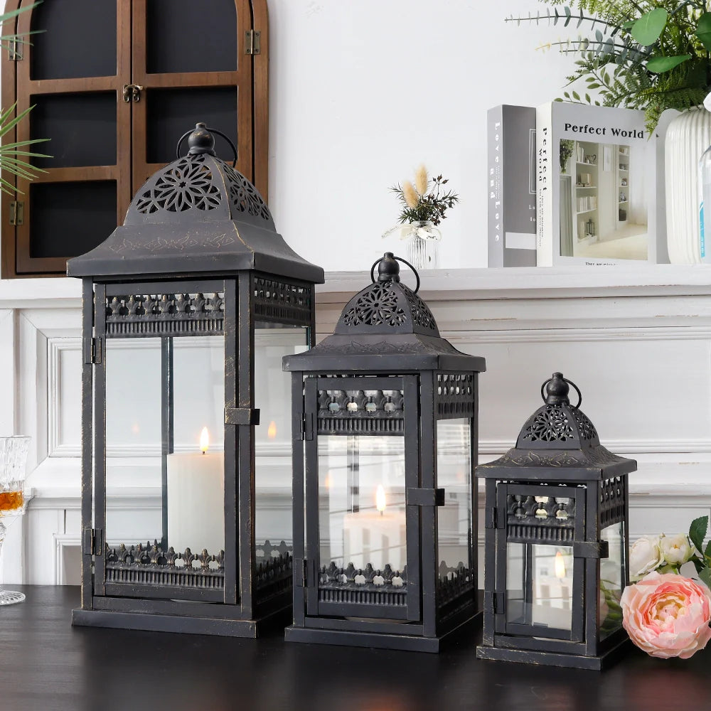 9.5"&14.5"&20" High Decorative Candle Lanterns ( Set of 3）