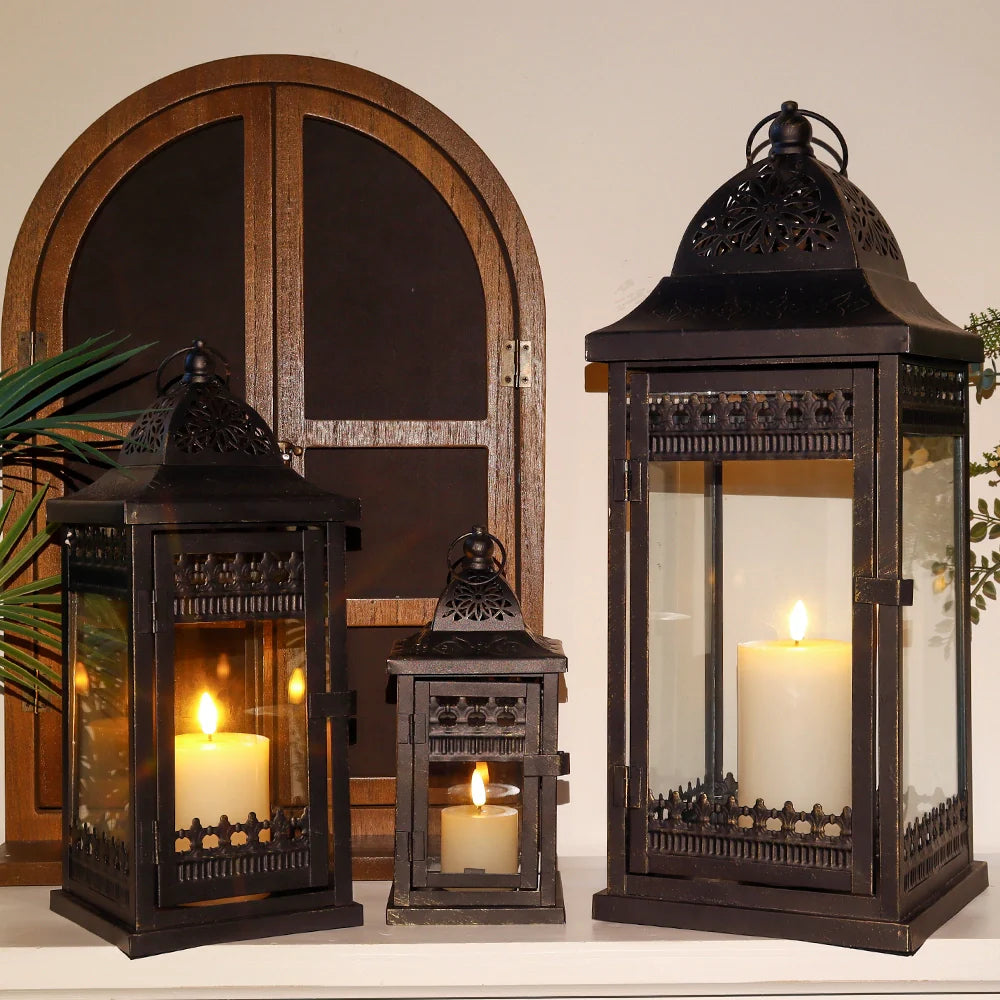 9.5"&14.5"&20" High Decorative Candle Lanterns ( Set of 3）