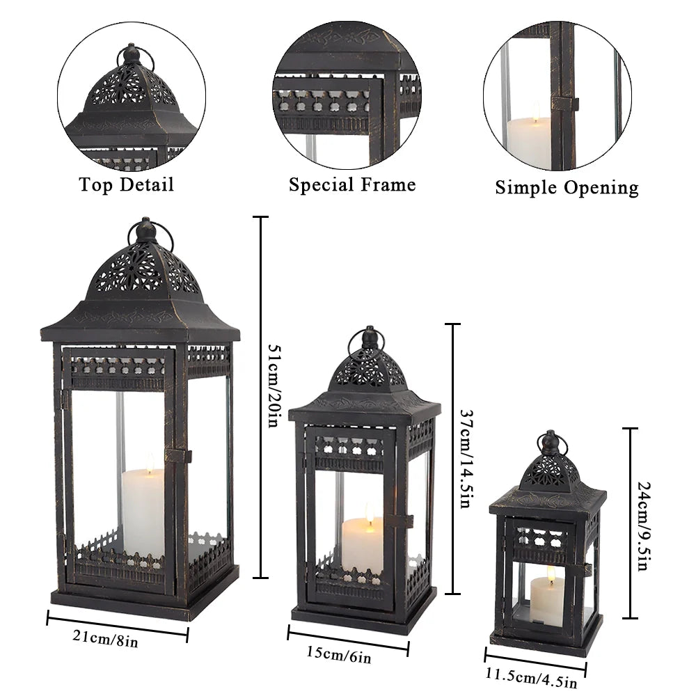 9.5"&14.5"&20" High Decorative Candle Lanterns ( Set of 3）