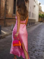 Mian Satin Long Dresses Elegant Sleeveless