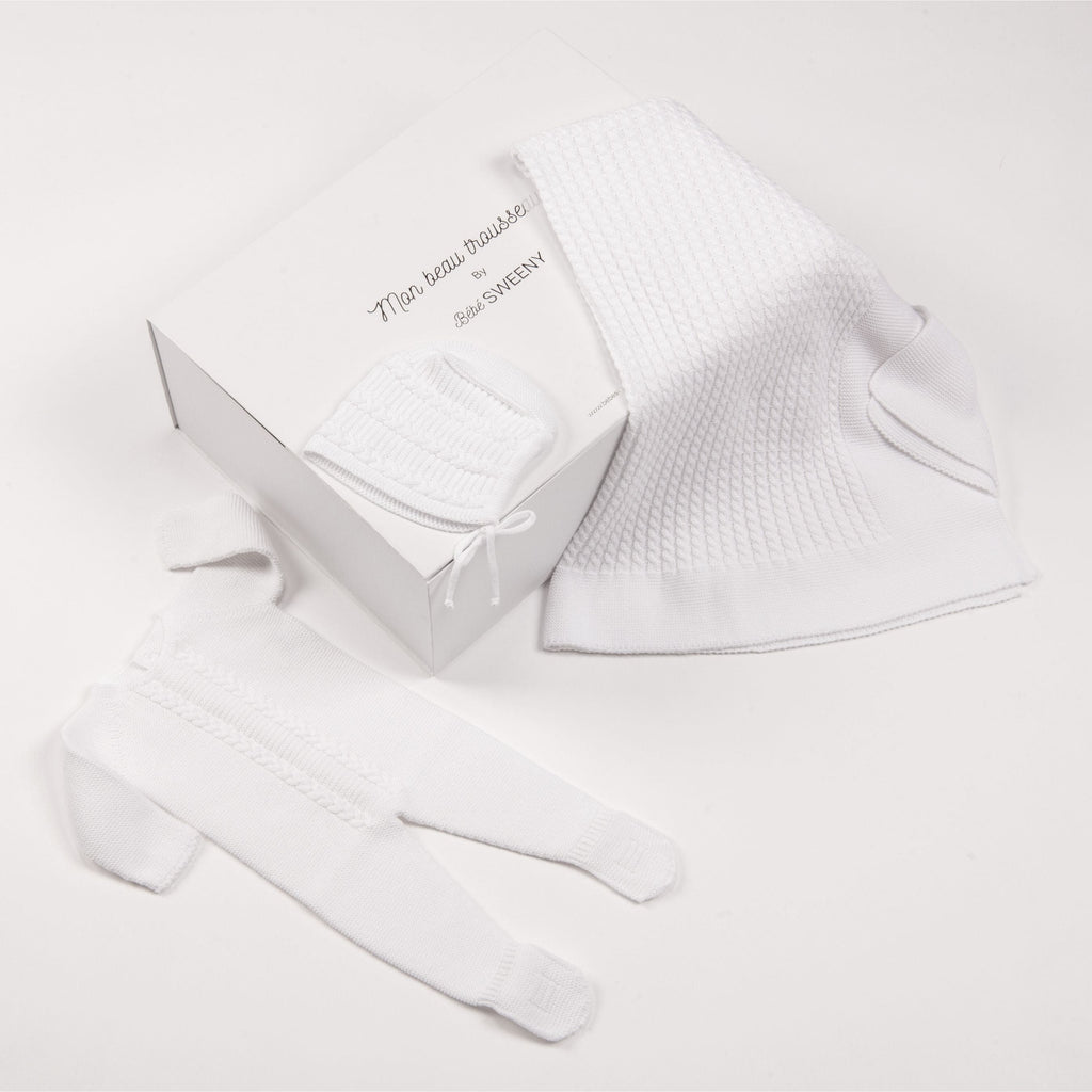 MIEL | Baby White Cotton Knit All-in-One Gift Set (3)