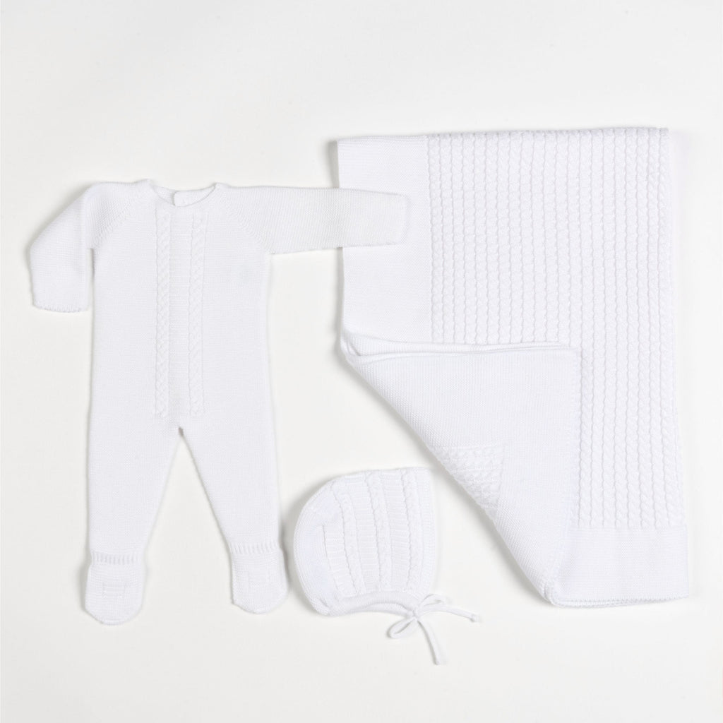 MIEL | Baby White Cotton Knit All-in-One Gift Set (3)