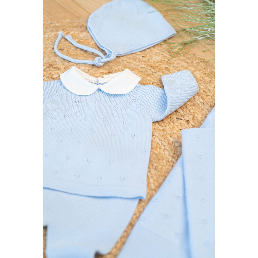 MILOU | Baby Boys Blue Cotton Knit Set (4)