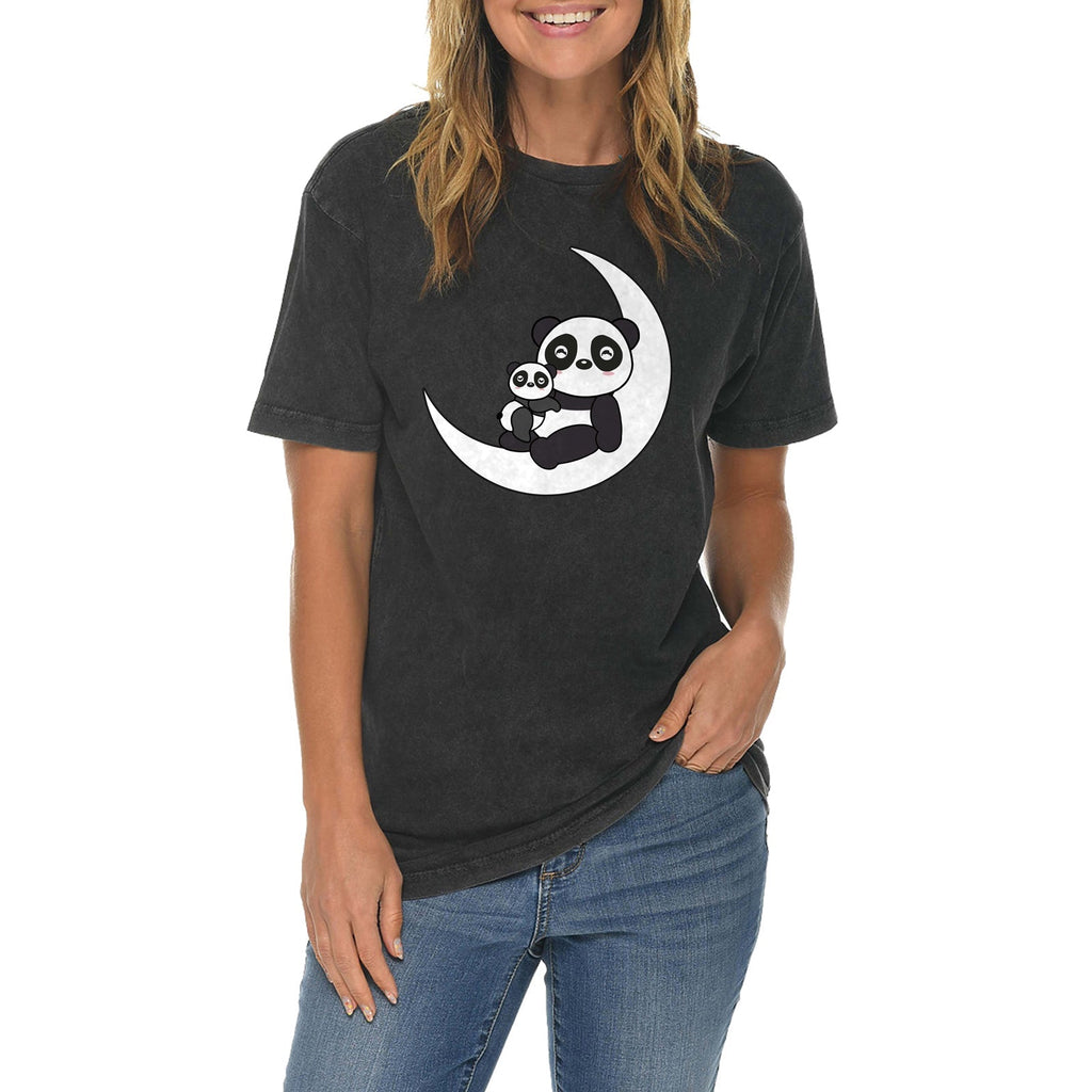 Panda Moon Graphic Design Vintage Crewneck Tee