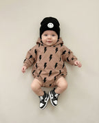 Hooded Bubble Romper  | Mocha Bolts
