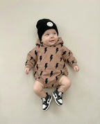 Hooded Bubble Romper  | Mocha Bolts