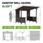 [09X10FT] Modern Slanted Hardtop Alloy Steel Grill Gazebo (SAK32687)