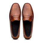 35-115-CGN MONZA Hand Burnished Italian Calfskin Driving Loafers Cognac