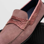 31-160-CDY MONZA Sueded Calfskin with Crocodile Driver Candy
