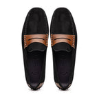 36-300-BLK MONZA Sueded Italian Calfskin Driver Black / Chestnut