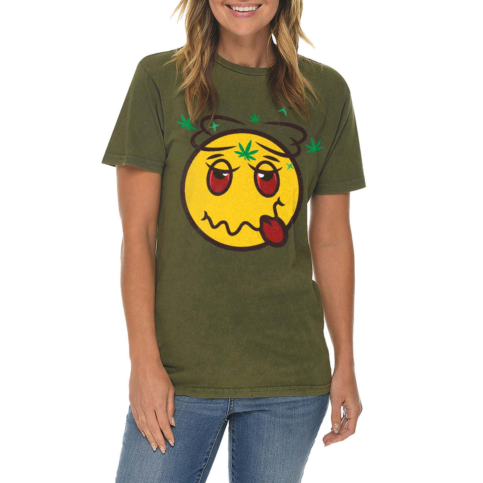 Stoned Face Graphic Design Vintage Crewneck Tee