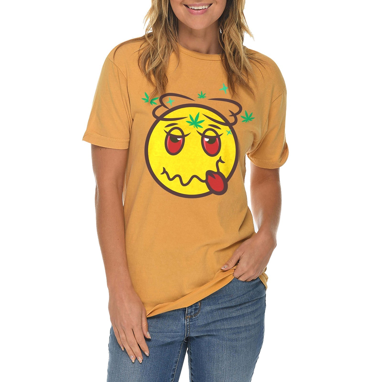 Stoned Face Graphic Design Vintage Crewneck Tee