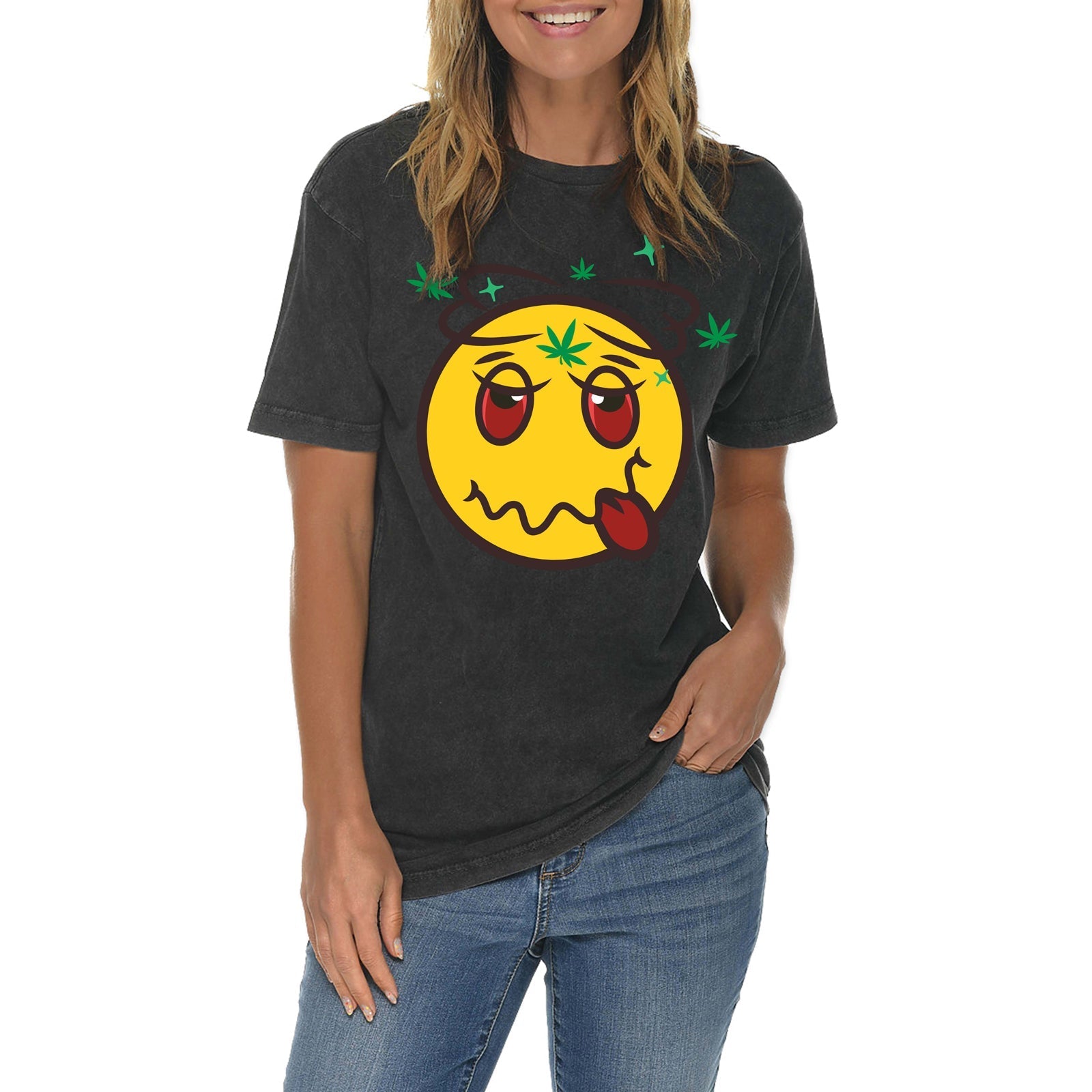 Stoned Face Graphic Design Vintage Crewneck Tee