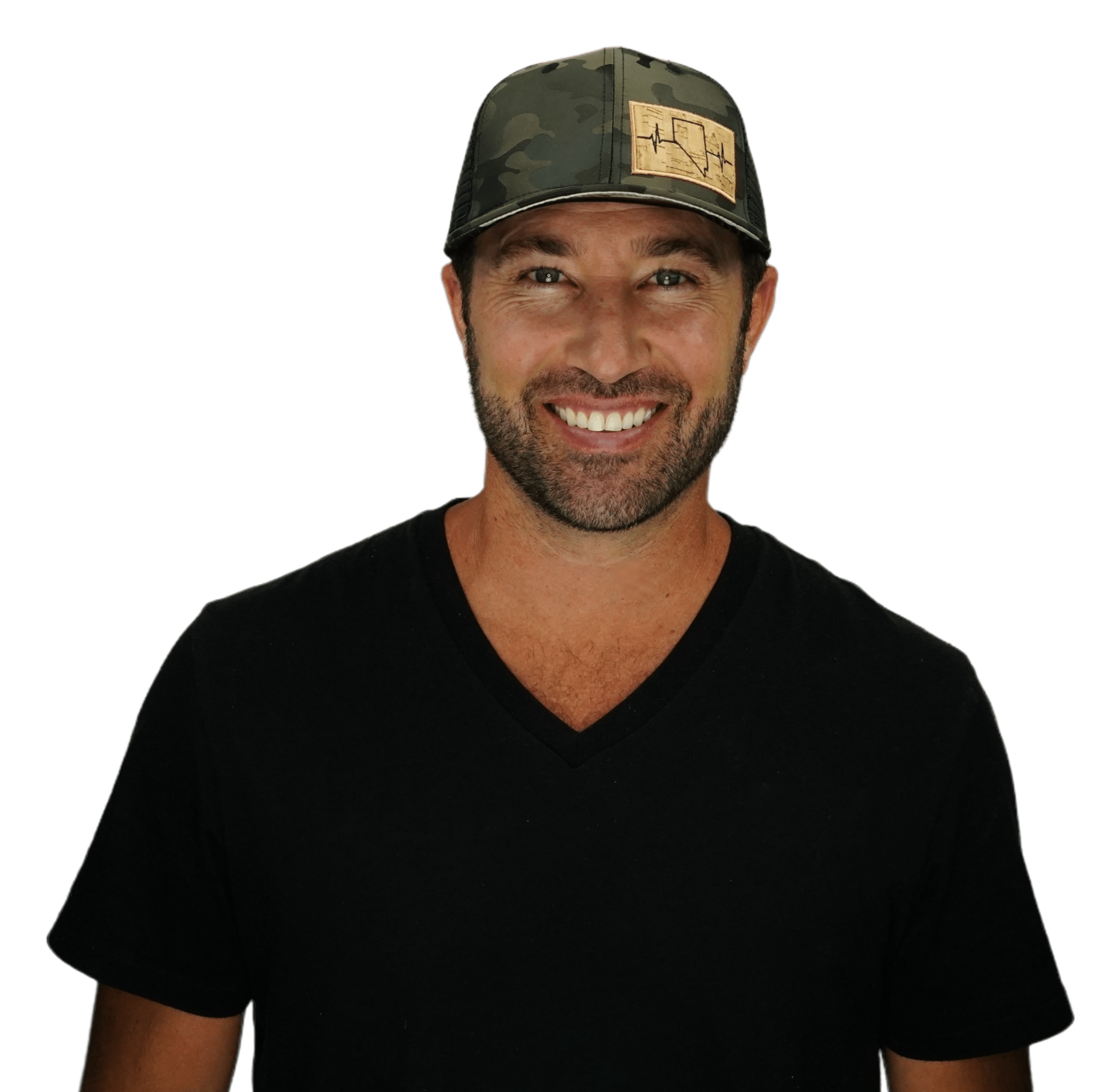 Nevada Hat - Baseball Hat - Tan Camo / Black - Trucker Mesh