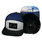 Nevada Hat - Flat Bill - Black / White / Navy - Laser Mesh