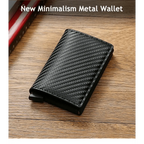 New Carbon Fiber Card Holder Wallets Luxury Men  Black Magic Leather Cool Slim Mini Wallet Small Money Bag Male Purses Magnet Closure Wallet