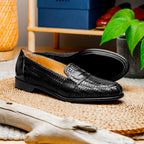 15-585-BLK NICOLA Italian Calfskin Basketweave, Black