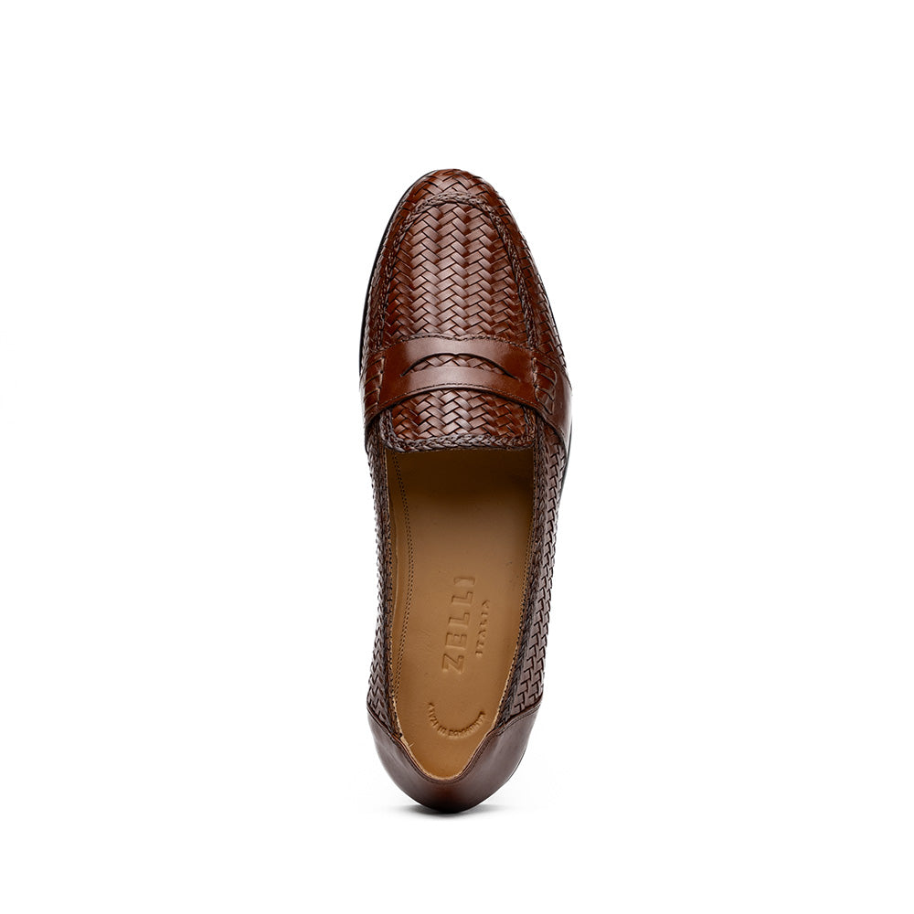 15-585-BRN NICOLA Italian Calfskin Basketweave, Dark  Brown