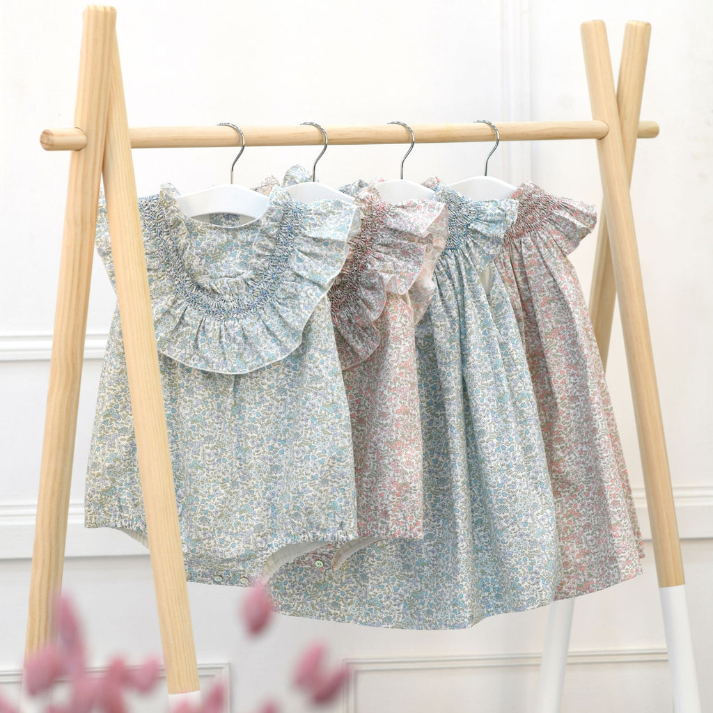 NICOLE | Baby Girls Pink Floral Hand Smocked Dress