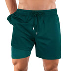 Men’s Premium Compression-Lined Hybrid Shorts – Night Green