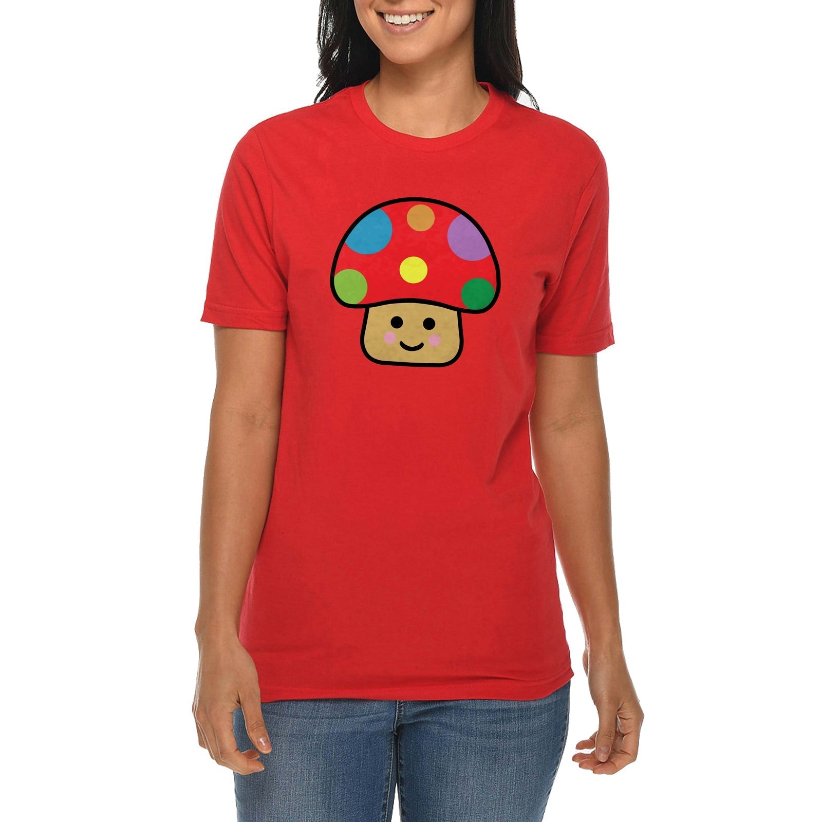 Happy Toad Mushroom Graphic Design Deluxe Jersey T-Shirt