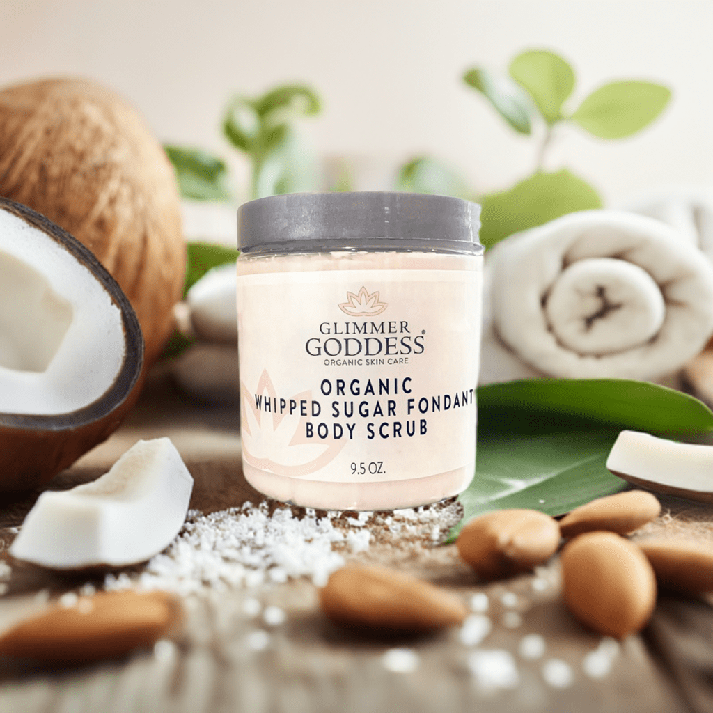 Organic Whipped Sugar Body Scrub 10 oz – Crepey Skin Treatment & Exfoliator