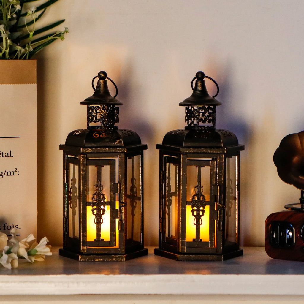 10 inch High Vintage Style Hanging Lantern（Set of 2 ）