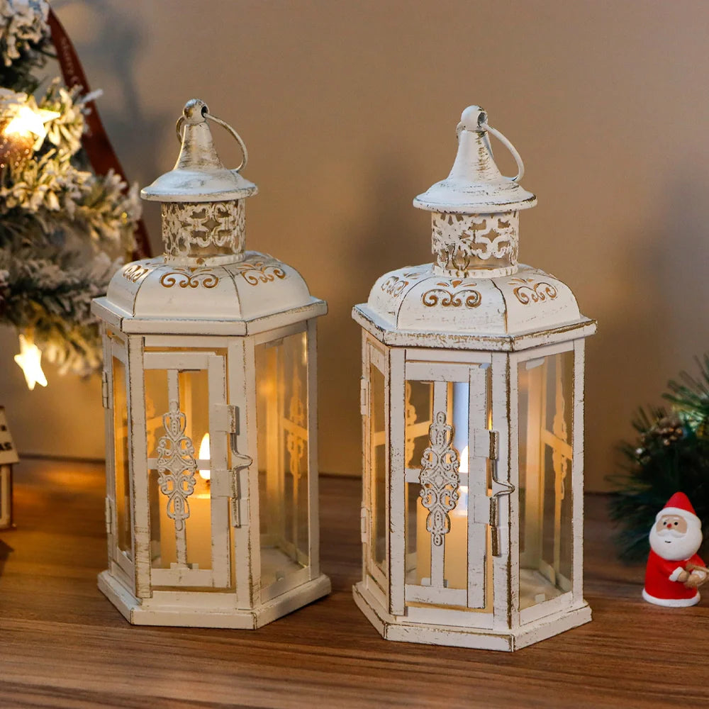 10 inch High Vintage Style Hanging Lantern（Set of 2 ）