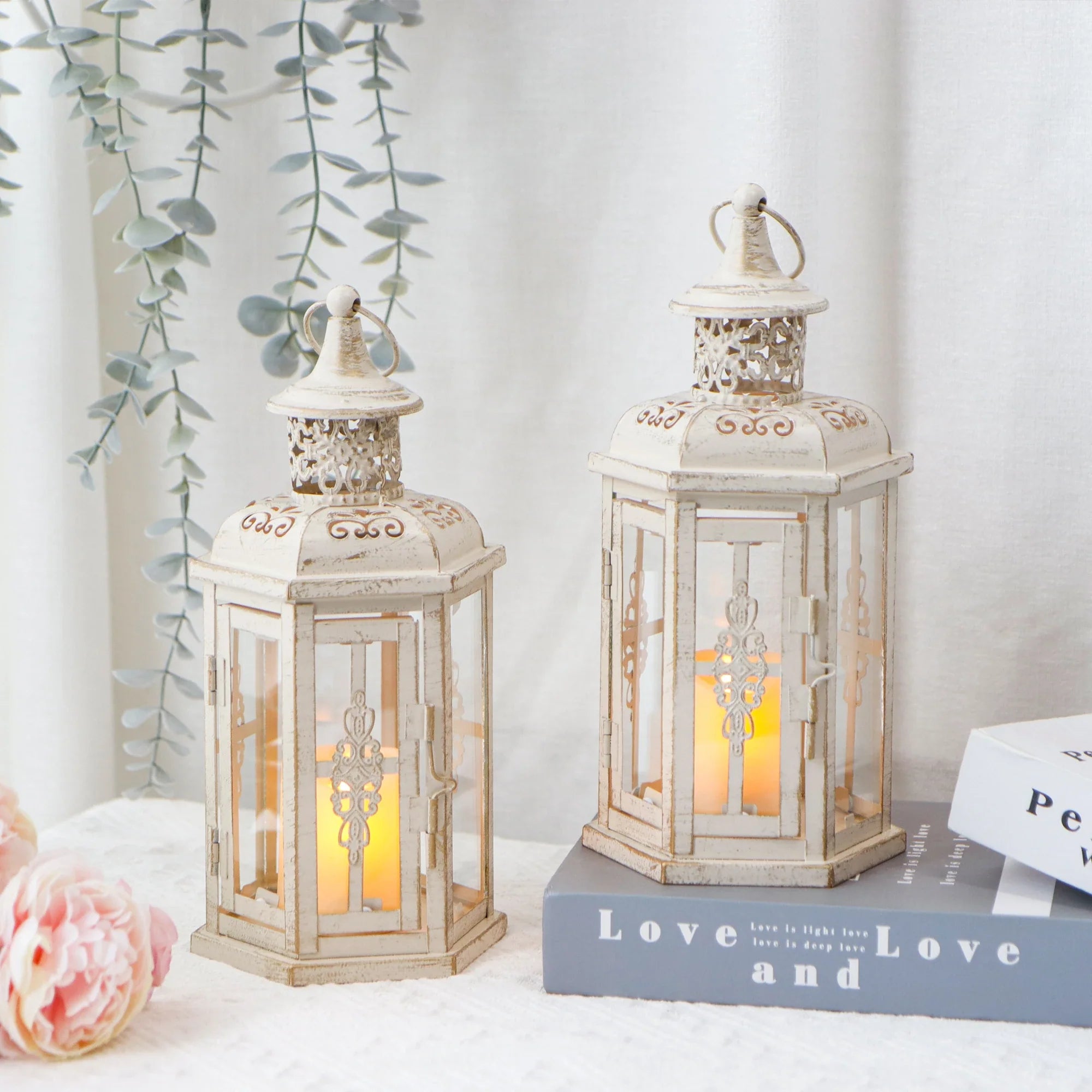 10 inch High Vintage Style Hanging Lantern（Set of 2 ）