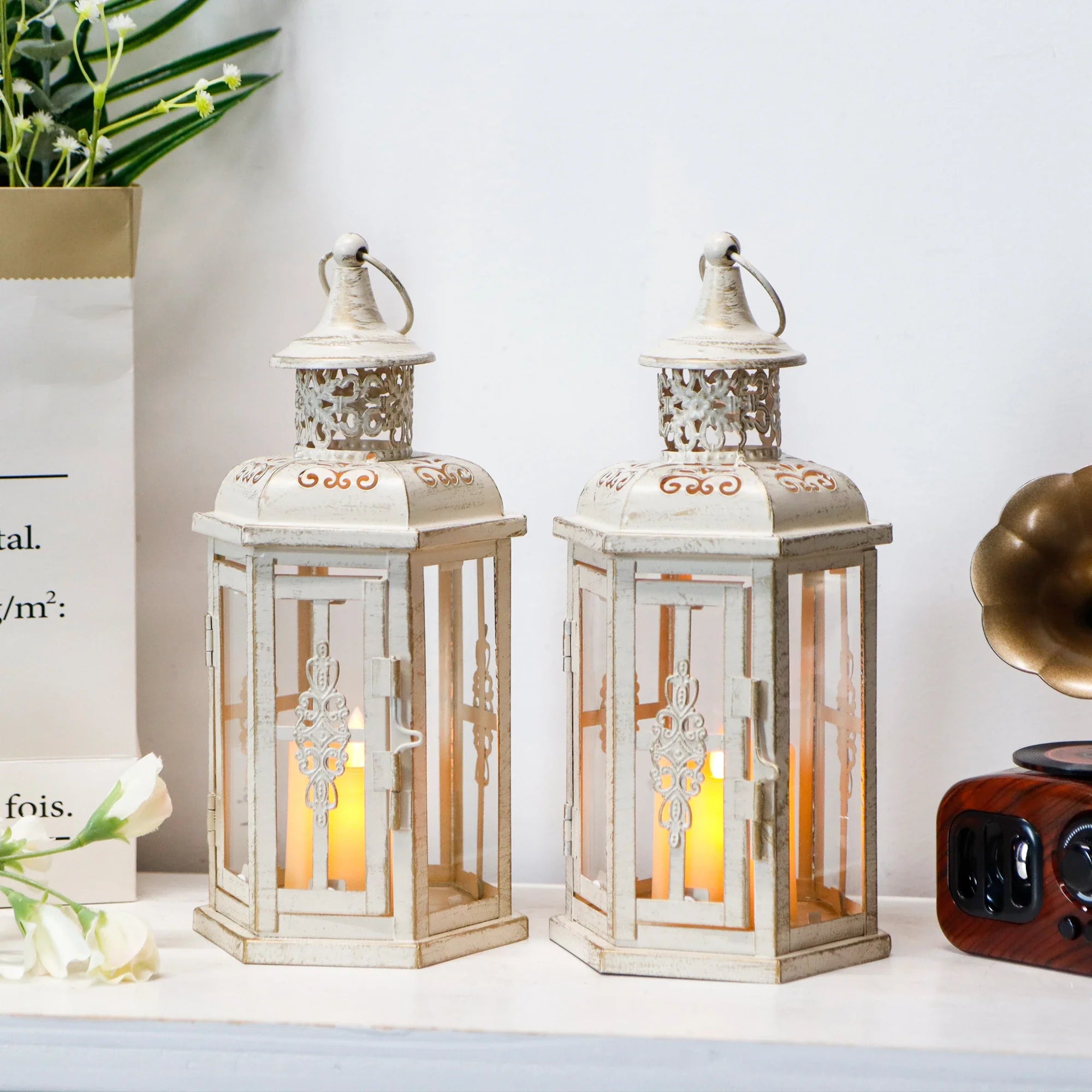 10 inch High Vintage Style Hanging Lantern（Set of 2 ）