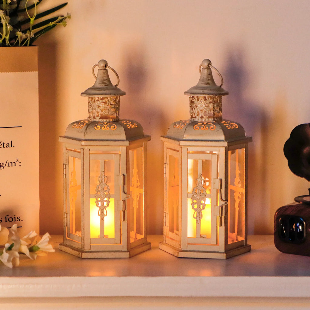10 inch High Vintage Style Hanging Lantern（Set of 2 ）