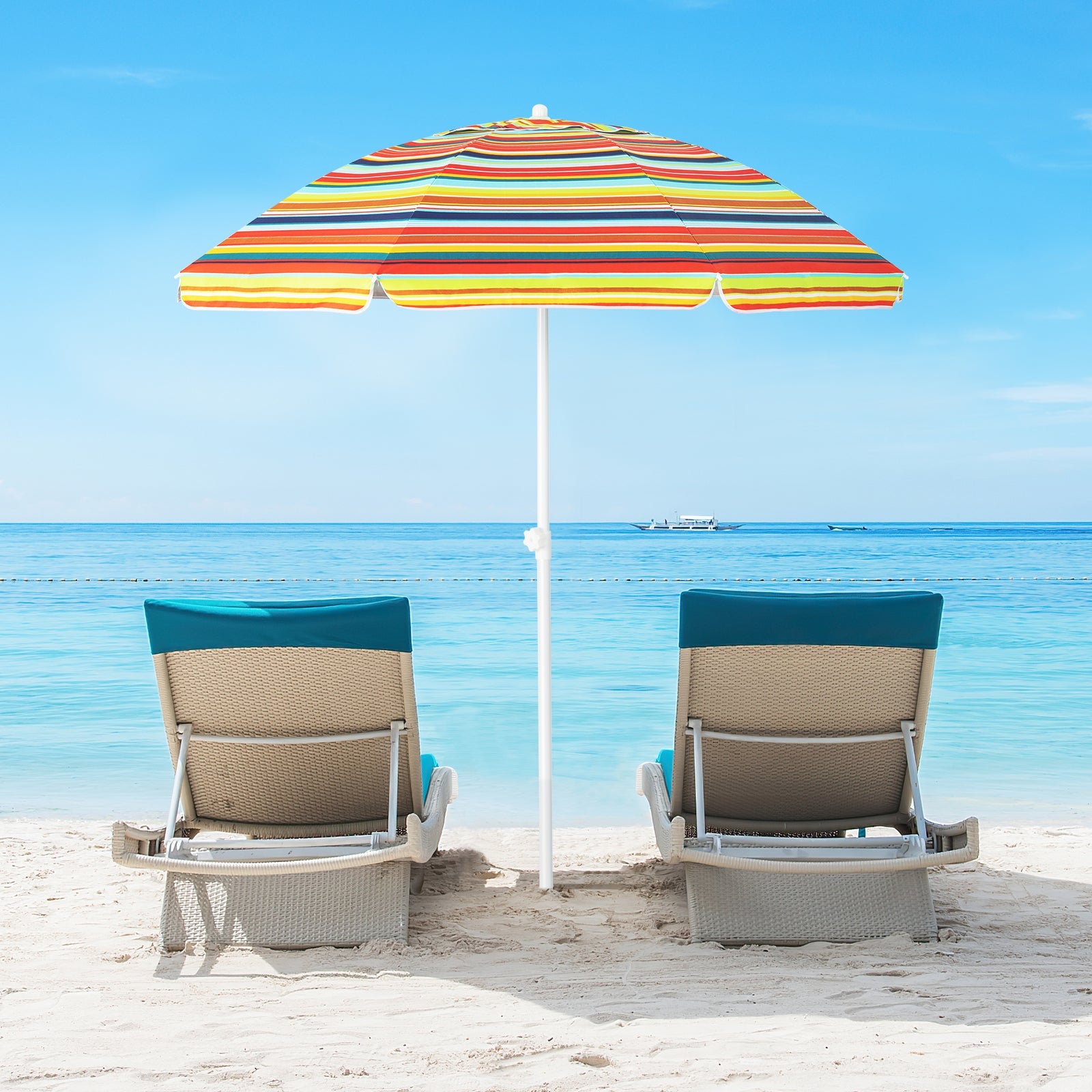 6.5 Feet Patio Beach Umbrella with Waterproof Polyester Fabric-Orange