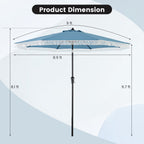 9 FT Patio Umbrella with Sun-Protective Canopy for Patio Garden Pool