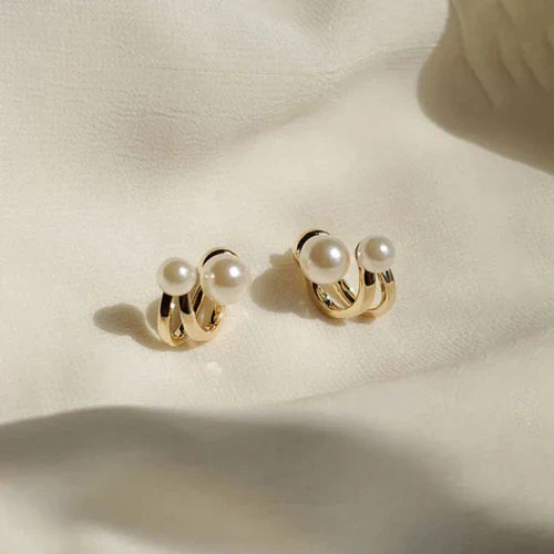 Double Pearl Stud Earring - Sori Style