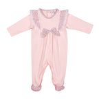 PETITE FLEUR | Pink Cotton Floral Frilled All-in-One