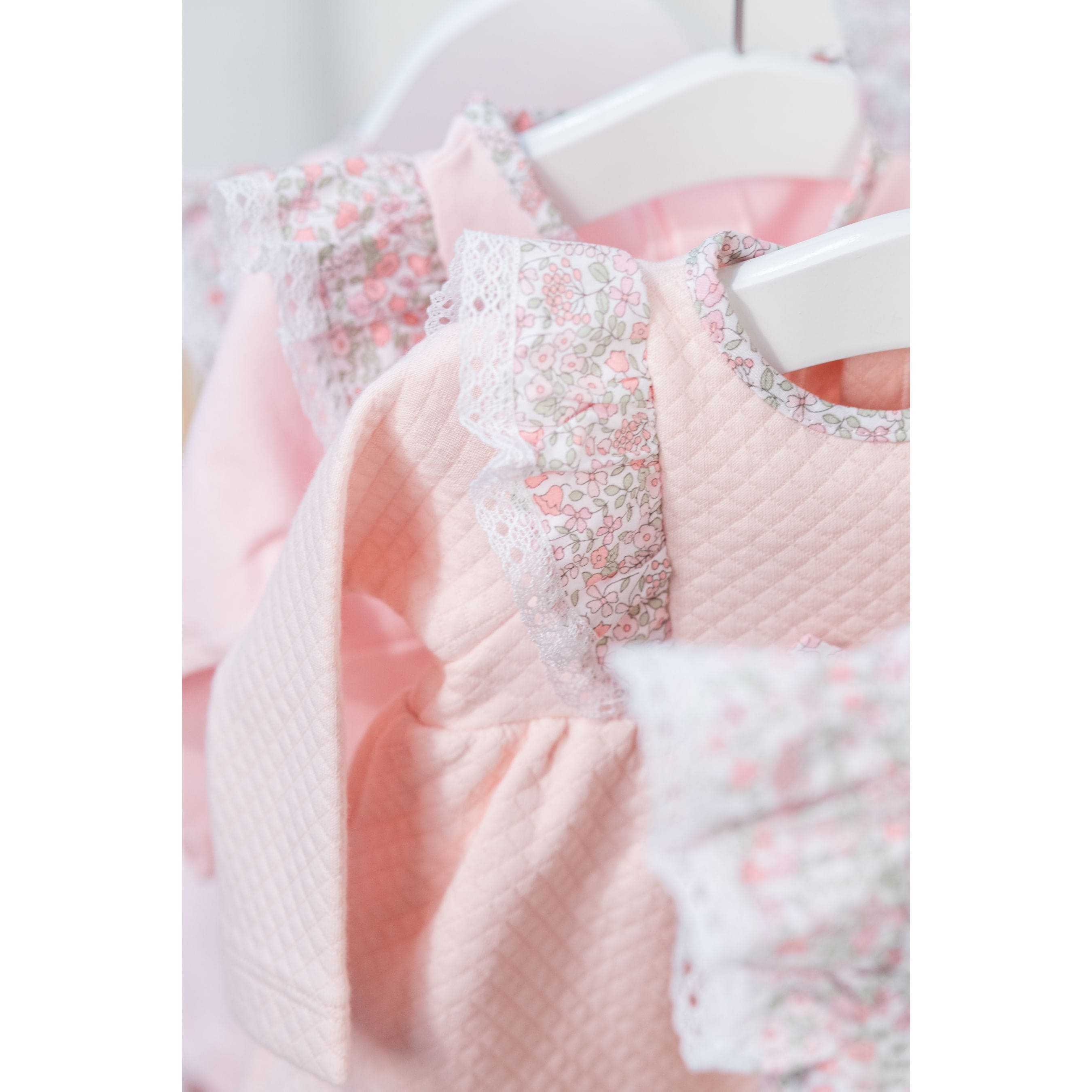 PETITE FLEUR | Pink Cotton Floral Frilled All-in-One