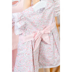 PETITE FLEUR | Girls Pink Cotton Floral Print Dress Set